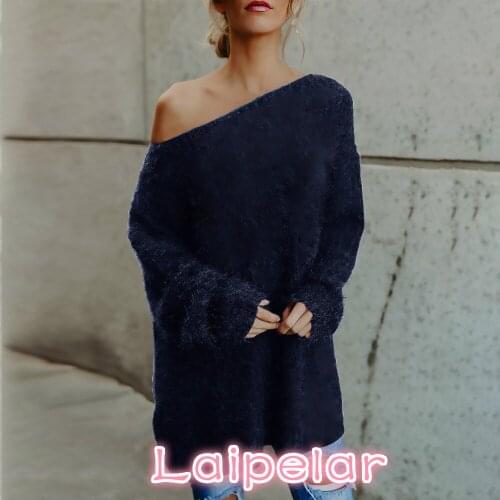 Knitted Sweater Sexy Off Shoulder Irregular Women Brand Black Pullovers Knitwear Autumn Winter Sweater Jumper Pull Femme