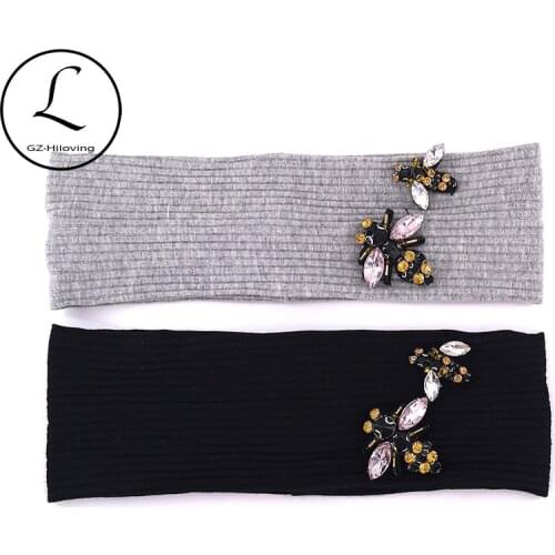 GZHilovingL Soft Cotton Bee Beads Woman Headbands Summer Spring Stretch Ribbed Headwear Hair bands Accessories for Ladies Girls