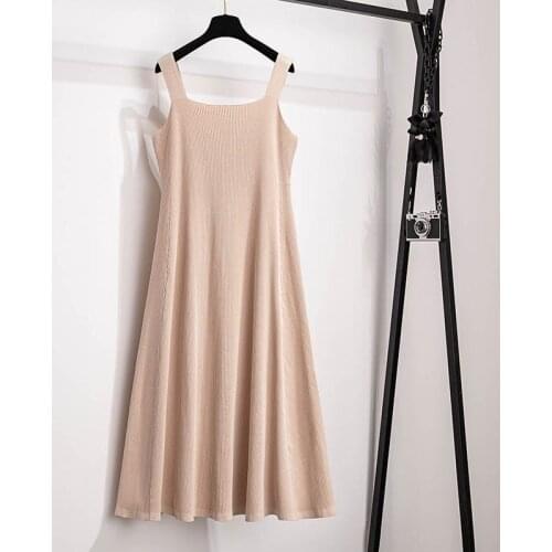 150Kg Plus size womens summer ice silk knitted suspender dress bust 150-160cm 5XL 6XL 7XL 8XL 9XL 10XL high stretch inner dress