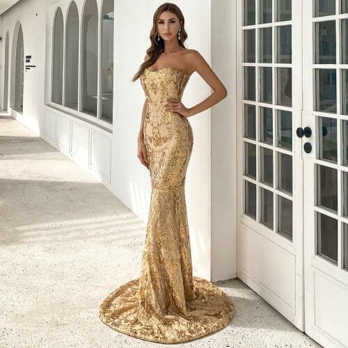 2021 summer mermaid skirt one-shoulder gold mid-waist palace style slim forged evening gown fashion slim elegant female dress