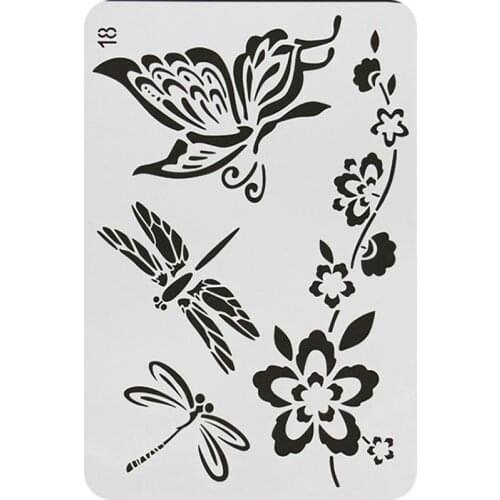 1pc Butterfly Dragonfly Stencils PET Plastic Painting Template Graffiti Ruler Coloring Embossing Accessories Decoration Reusable