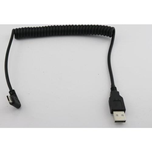 1pcs Spiral Coiled USB 3.1 C-Type Male Angle to USB 2.0 A Male Adapter Cable 1.5m 5FT