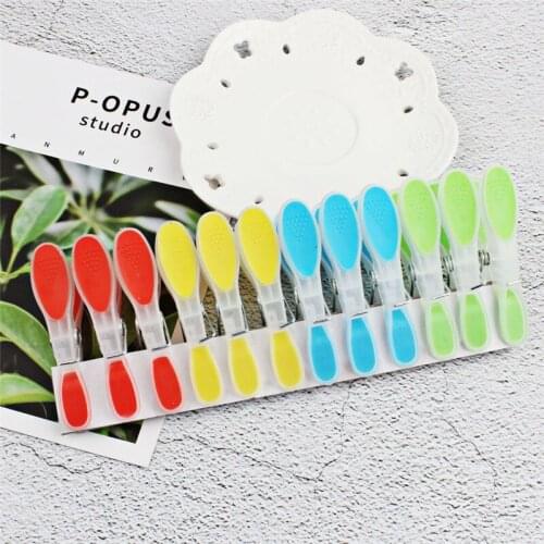 12Pcs/Set Plastic Clothespin Windproof Underwear Sock Drying Rack Clothes Peg Colorful Soft Laundry Folder Small Drying Clips