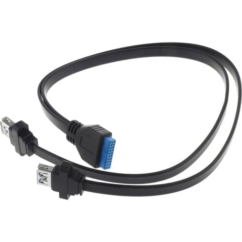 2Ports Dual USB 3.0 Type A Female to 20 Pin Header Motherboard Adapter Cable Dual USB-A ports attach pc front panel