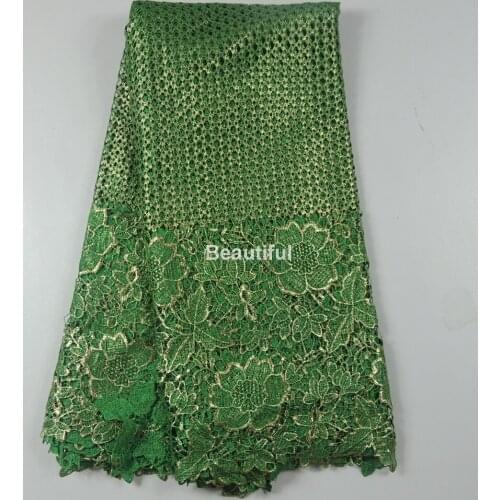 2016 super deal green African cord lace fabric net lace Vintage bronzed cord guipure lace fabric for dress/ clothing 5 yards
