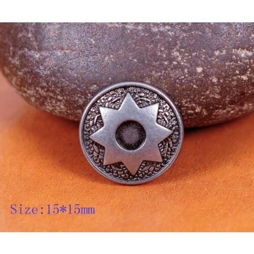 30X 15*15mm Antique Silver Punk Pattern Star Round Leathercraft Belt Bag Shoe Decorative Metal Fast Stud Rivet Button Conchos