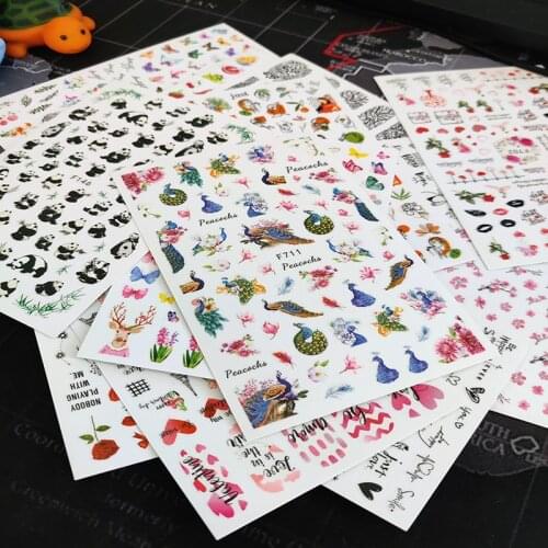 3D Nail Sticker Animal Peacock Slider Nails Art Decoration Wraps Decals Cute Design Adhesive Manicure Tips Stickers Pegatina