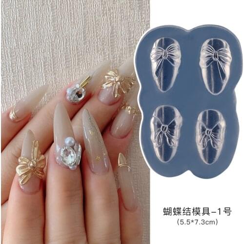 3D Silicone Nail Carving Mold DIY Acrylic Butterfly Bow Heart Designs Mold Stamping Template Nails Stencils Manicure Tools