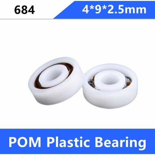 50pcs/lot 684 4mm POM Plastic bearings with Glass balls 4x9x2.5 mm nylon ball bearing 4*9*2.5mm