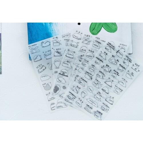 6pcs/lot black white seals PVC Sticker for DIY Scrapbooking Diary Phone Sticker Products Design Paster Kawaii Stationary