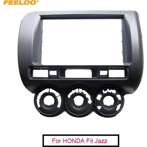 FEELDO Car 2Din Audio Radio Fascia Frame For HONDA Fit Jazz (LHD)2002-2008 Stereo DVD Radio Dash Mount Installation Face Frame