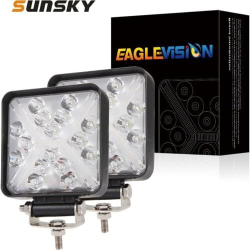 2 PCS Car Headlight 4 inch Square 3-line X-shape DC10-30V 15W 6000K/3000K 1050LM Auto Driving Light Projector Lens Work Light