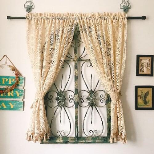 Free shipping Nordic pastoral crochet 100%cotton thread weaving lace шторы partition cortinas curtain for living room LQ