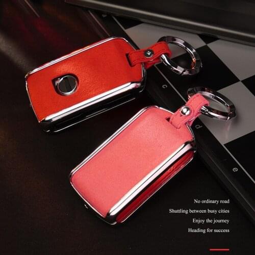 Genuine Leather Galvanized Alloy Car Key Case Cover For Volvo XC40 XC60 S90 XC90 V90 2017 2018