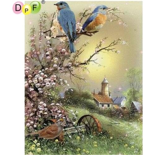 DPF Three little birds 5D home decor diamond embroidery diamond painting cross stitch crafts needlework diamond mosaic square