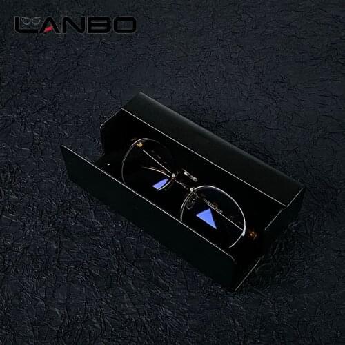 LANBO Leather High Texture Fashion Men Women Glasses Case Protective Box Sunglasses Accessories Optical Reading Eyeglasses Box