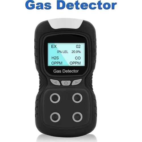 Gas Detector Portable Voice Type O2 CO H2S EX 4 In 1 Air Quality Monitor Meter Tester Analyzer Sound Light Vibration Alarm