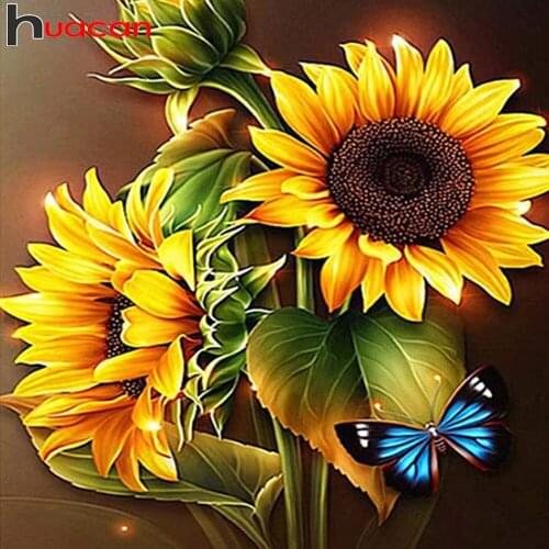 Huacan 5d Diamond Painting New Arrivals Sunflower Diamond Mosaic Flower Embroidery Picture Of Rhinestones Home Decoration