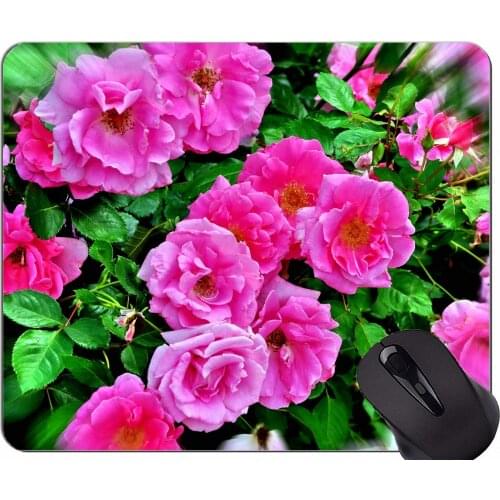 Natural Rubber Mouse Pad Printed with Nature flower -Stitched Edges