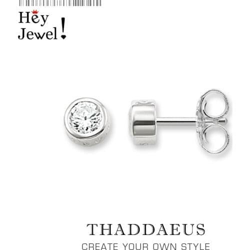 Round CZ Ear Stud Earrings,Europe Style Classic Fashion Good Jewerly For Women Men,2019 Autumn Gift In 925 Sterling Silver