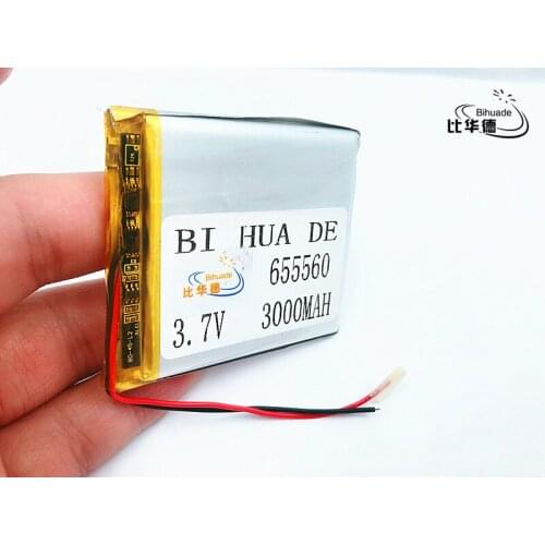 Li-po Liter energy battery 3.7V lithium polymer battery small pudding 655560 rechargeable batteries 3000mAh Ma GPS navigator