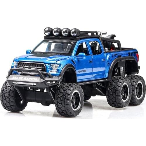 1:32 Scale F150 Raptor Off-road Car Model Toys Diecast Vehicle Toys With Hot Pull Back Wheels Alloy Auto For Kids Xmas Gifts