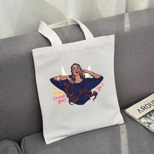 Fashionable Shoulder Bags Women Novelty 2020 Cartoon Letter Print Bags Casual Soft Canvas Women Handbags Foldable Shopping Bag