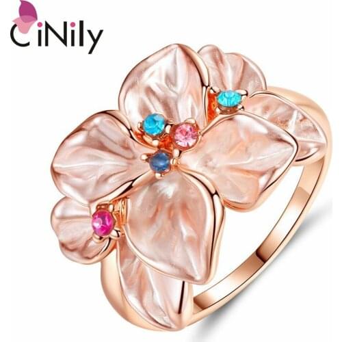 CiNily Fashion Jewelry Multi-colors Stone Rose Gold Color Wholesale for Women Jewelry Wedding Engagement Ring NJ11079
