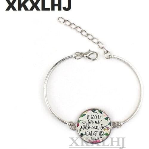 XKXLHJ Fashion Psalm Bracelet Art Picture Print Glass Dome Charms Bracelet Bible Verse Quote Jewelry Gift For Christian