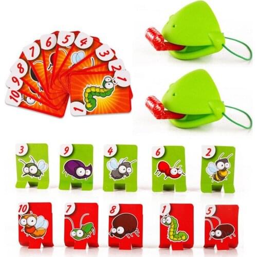 Cartoon Face Cover Frog Mouth Take Card Gift Toy Chameleon Tongue Funny Board Game For Family Party Toy Be Quick To Lick Cards