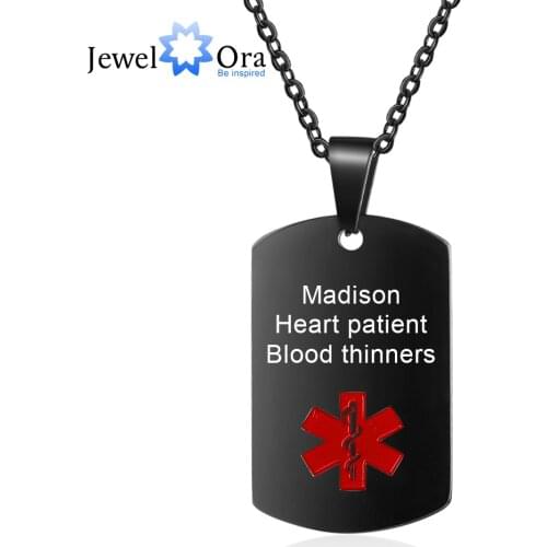 Personalized Medical Alert ID Necklaces for Men & Women 4 Color Stainless Steel Engraving Emergency Pendant Customized Jewelry