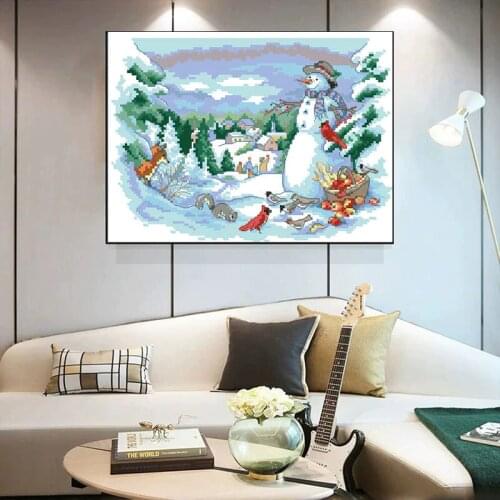 NeedleworkDIY Printed Classical European style snow scenery Cross Stitch,Sets For Embroidery Kit Full Embroidery Cross-Stitching
