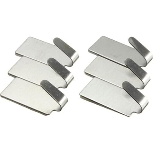 Durable Kitchen Accessories 6Pcs Wall Door Stainless Steel Sticky Hook Hanger Bathroom Supplies Self Adhesive