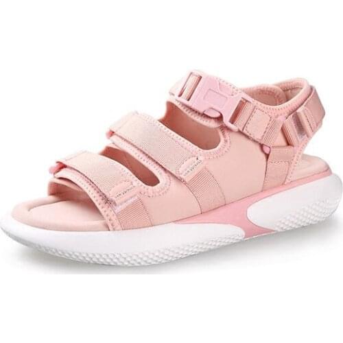 Sports Shoes Sandals Female Students Summer Flat Wild Flavor Chic Wind Pine Cake Thick Bottom Beach Outdoor Sandals Shoes Woman