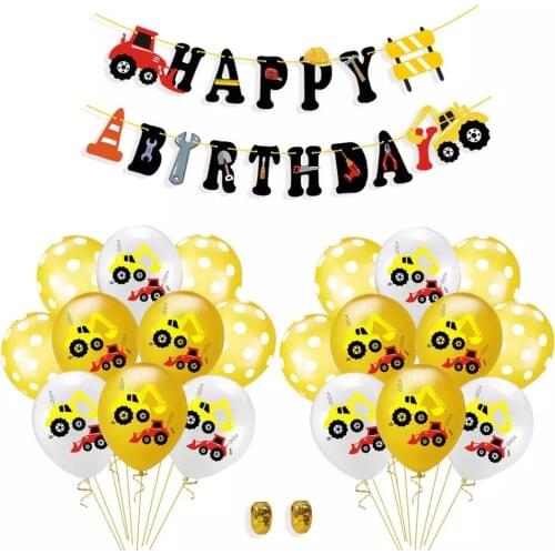 Construction Tractor Inflatable Air Balloons Birthday Excavator Vehicle Banners Baby Shower Kids Boys Birthday Party Supplies