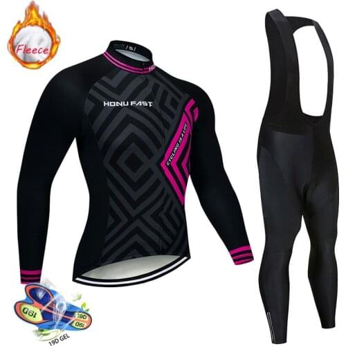 Cycling jersey set winter thermal fleece triathlon suit bicycle clothing kit men mtb road bike clothes wear ropa ciclismo hombre