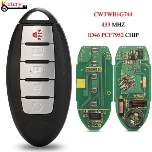 Kutery Remote Smart Car Key For Nissan Patrol Pathfinder Altima Maxima 5 Buttons 434Mhz ID46 PCF7952 Chip CWTWB1G744