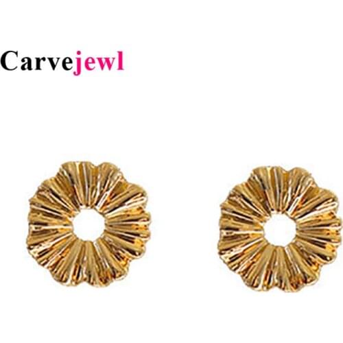 Carvejewl Korean design small edgy round stud earrings for women jewelry simple irregular geometric student teen folded earring