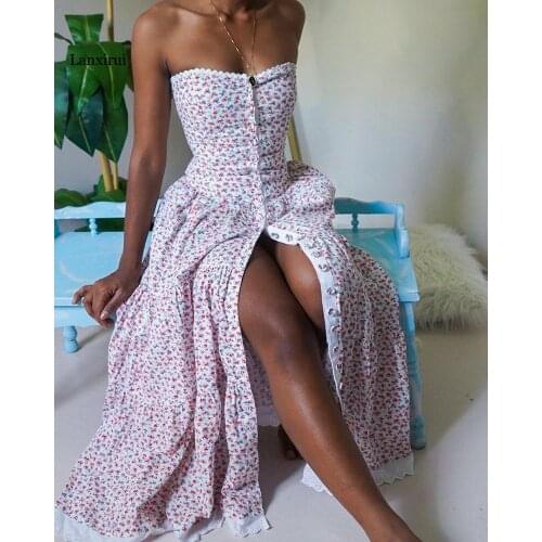 Women Elegant Dress Bohemian Floral Print Party Long Maxi Dresses Beach Holiday Sundress Vestido each Holiday Casual Sundress