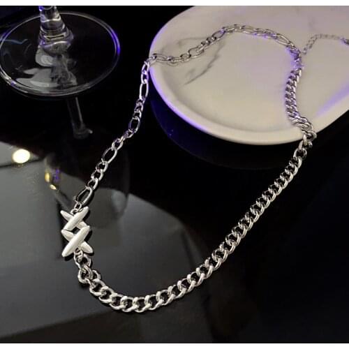 2021 New Ins Net Red Same Paragraph Titanium Steel Necklace Female Hip-hop Street Temperament Clavicle Chain Jewelry Gift