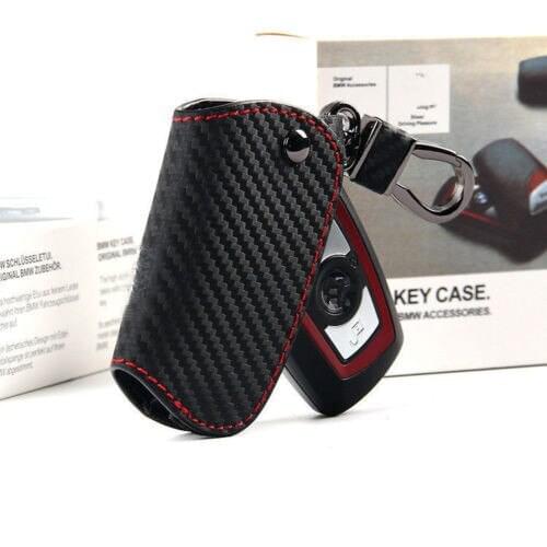 3D Leather Carbon Fiber Remote Key Case Chain keyless Fob Cover Holder For BMW 1 2 3 4 5 6 7 Series X3 X4 Car Styling
