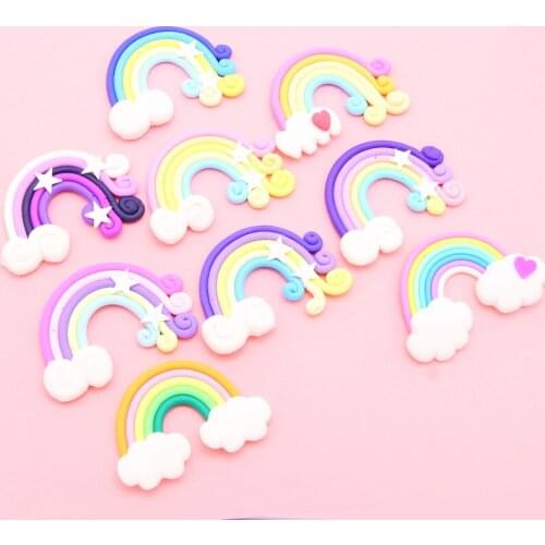 5pcs Cute Kawaii Soft Clay Rainbow PVC Flexible Glue Flat Back DIY Scrapbook Embellishment Phone Craft Decoration