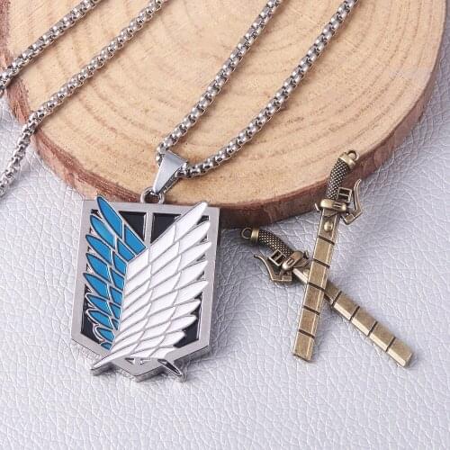 Anime Necklace Attack on Titan Rival Ackerman Alloy Pendant Chain Choker Neck Ring Acrylic Keychain Bag Pendant Keyring Gifts
