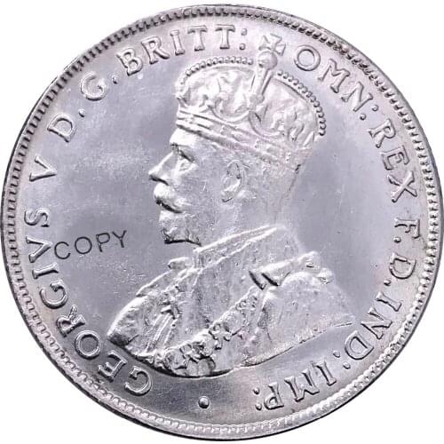 Australia 1 One Florin Two Shillings George V 1913 Advance Crowned Bust Left Cuproickel Plated Silver Copy Coins