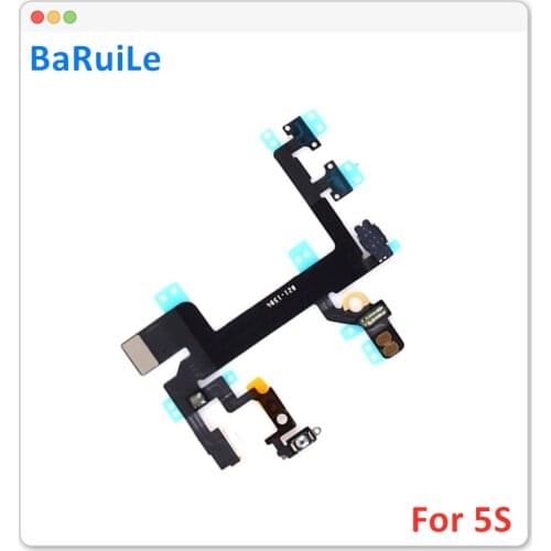 BaRuiLe 20pcs Power Button Flex Cable for iPhone 5 5S Mute Volume Control On Off Switch Ribbon Metal Bracket Replacement Parts