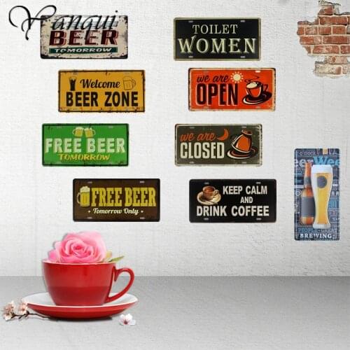 Free Beer Zone Car License Plate Drink Coffee Metal Poster Tin Signs For Cafe Bar Pub Hotel Home Wall Decor Retro Plaque YQZ092