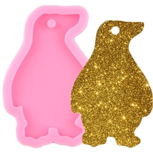 Shiny Animals Penguin Silicone Keychain Molds DIY Jewelry Making Epoxy Resin Mould Craft Keychain Decoration