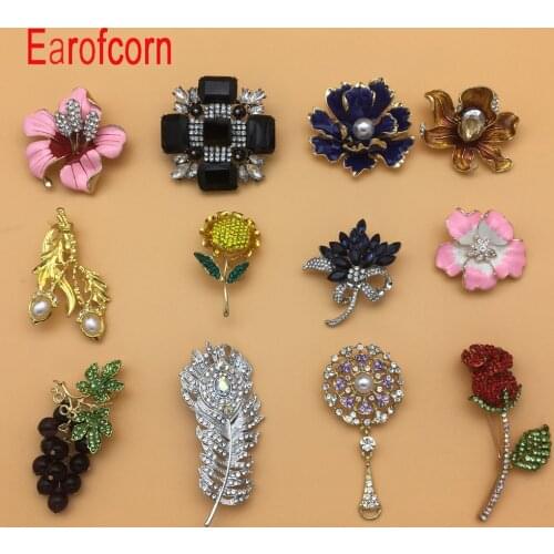 Earofcorn Fashion Rhinestone Flowers Brooches Pearl Brooches Scarf Clothing Accessories