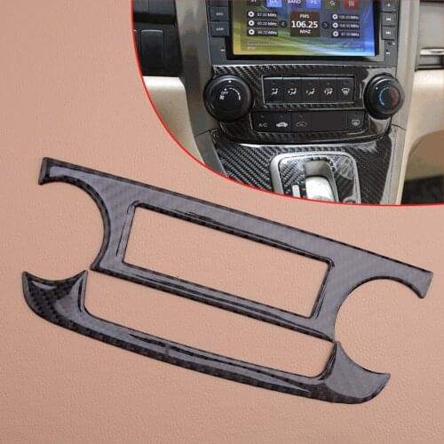 2pcs Car Carbon Fiber Center Console CD Volume Control Button Panel Cover Trim Bezel Fit For Honda CR-V 2007-2010 2011