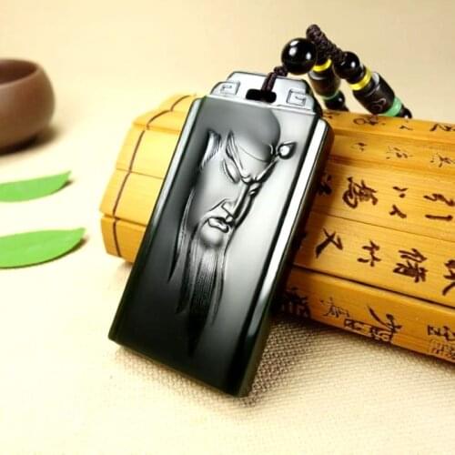 Wonderful Lucky God Pendant Guan Yu Amulet hanging churinga bottle green Jade bring money